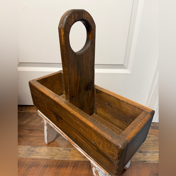 Other - Vintage Handmade Wooden Caddy | Rustic Farmhouse Tote | Primitive Carry-All